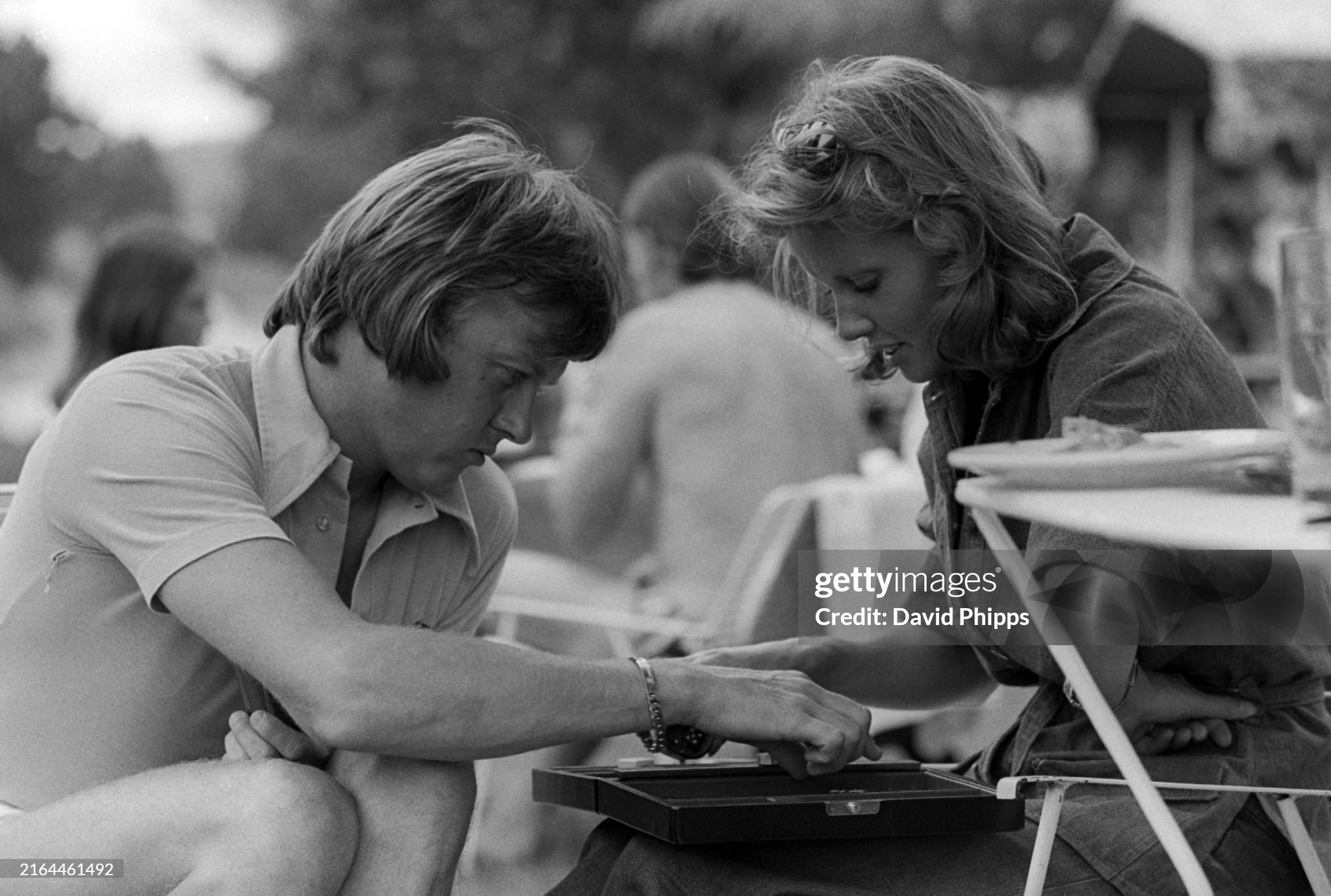 Ronnie Peterson with wife Barbro enjoys a game of Backgammon at the Kyalami Ranch Hotel at the South African Grand Prix on 01 March 1975. 