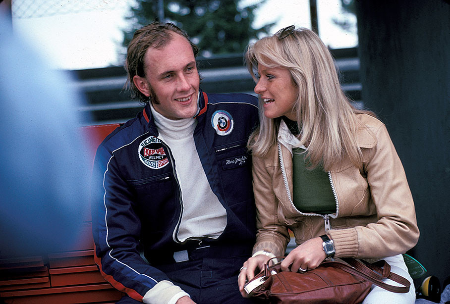 Hans-Joachim Stuck with his wife at Nurburgring in 1975. 