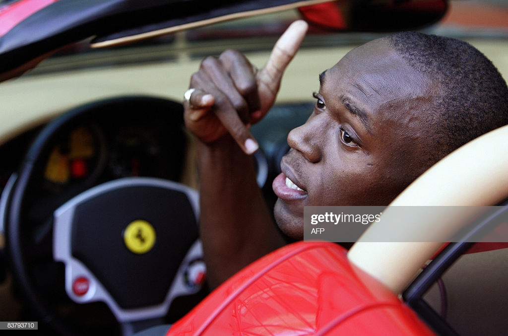Usain Bolt in a Ferrari