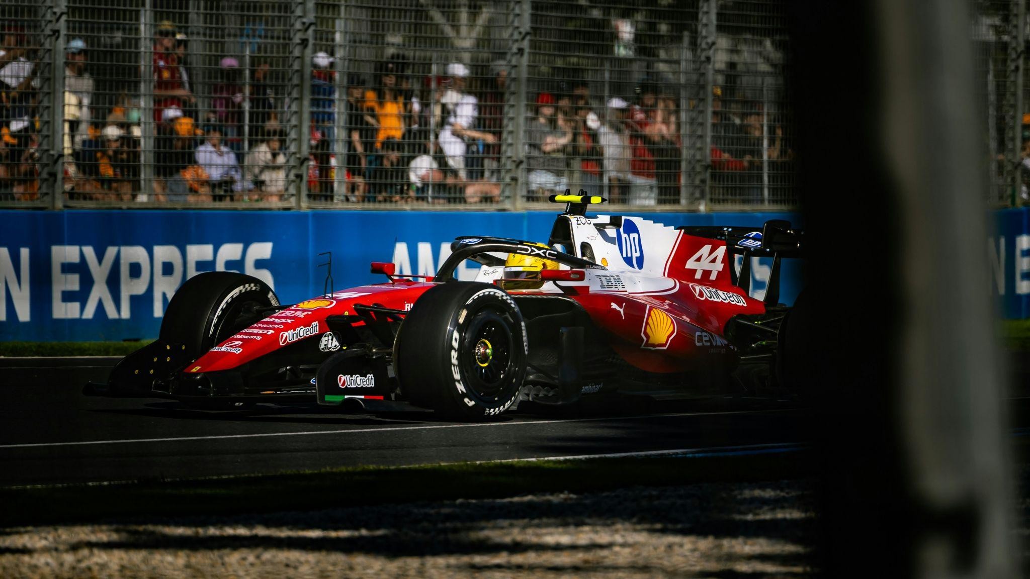 Lewis Hamilton in action in his 2026 Ferrari Formula 1 car.