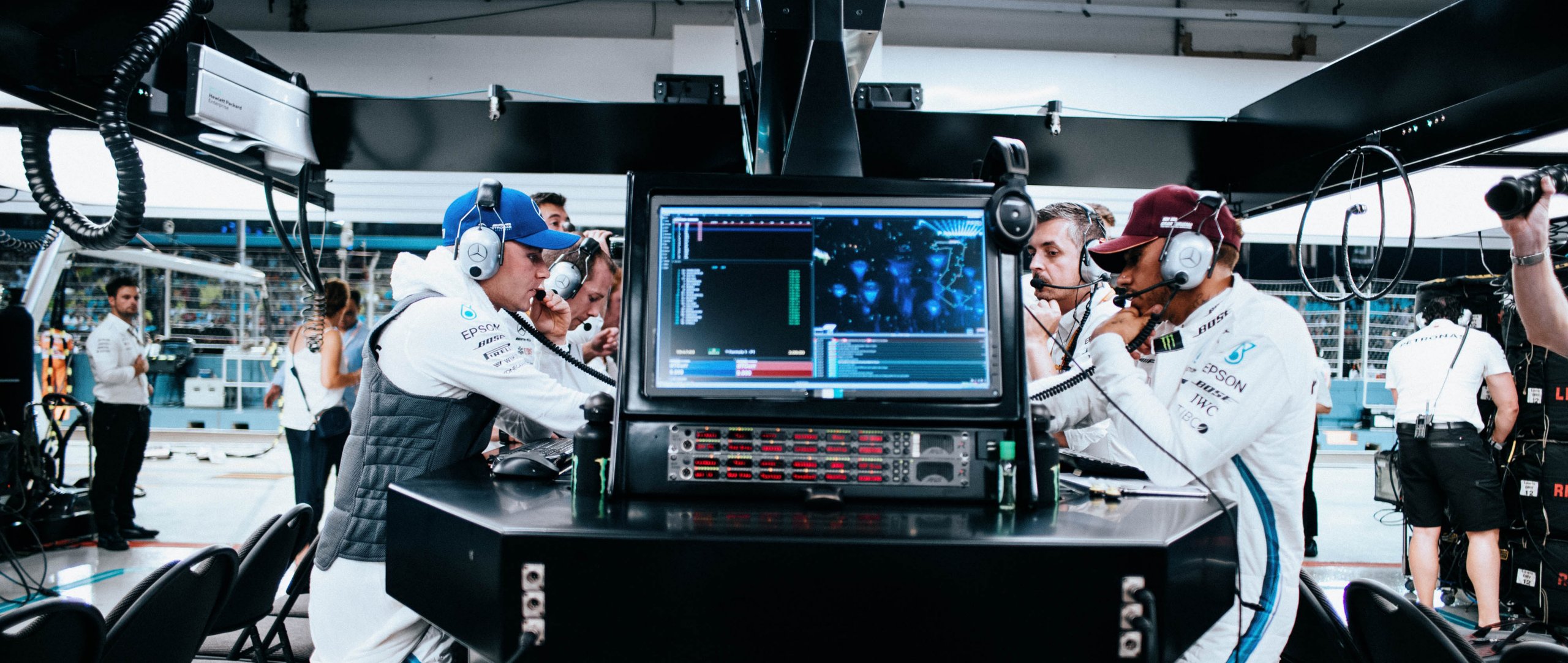 The Engineering Station in the Mercedes garage. 