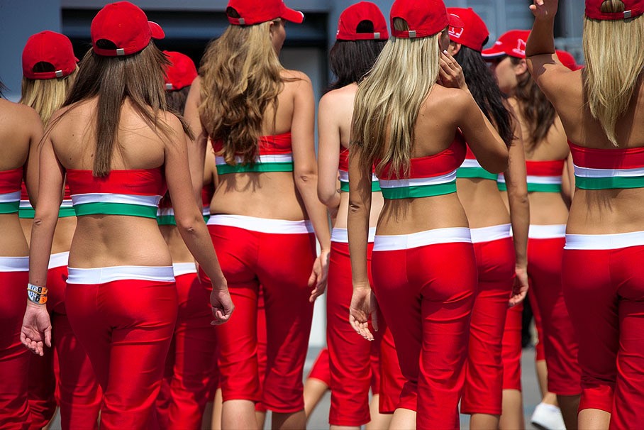 Formula 1 grid girls at Budapest, Hungary, in 2007. 