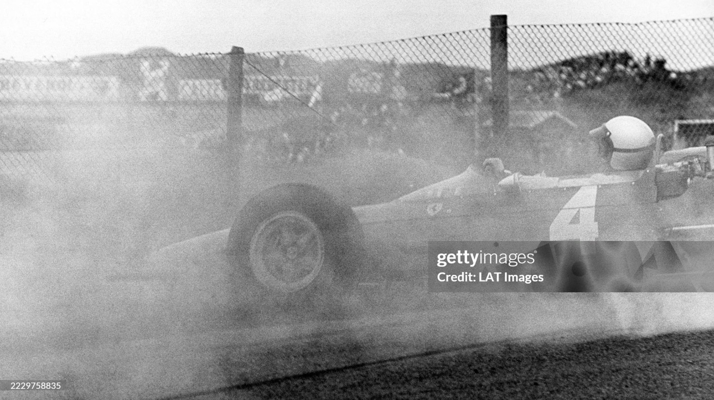 Lorenzo Bandini, Ferrari 158, 9th position, spins at the Dutch Grand Prix in Zandvoort, Holland, on 18 July 1965. 
