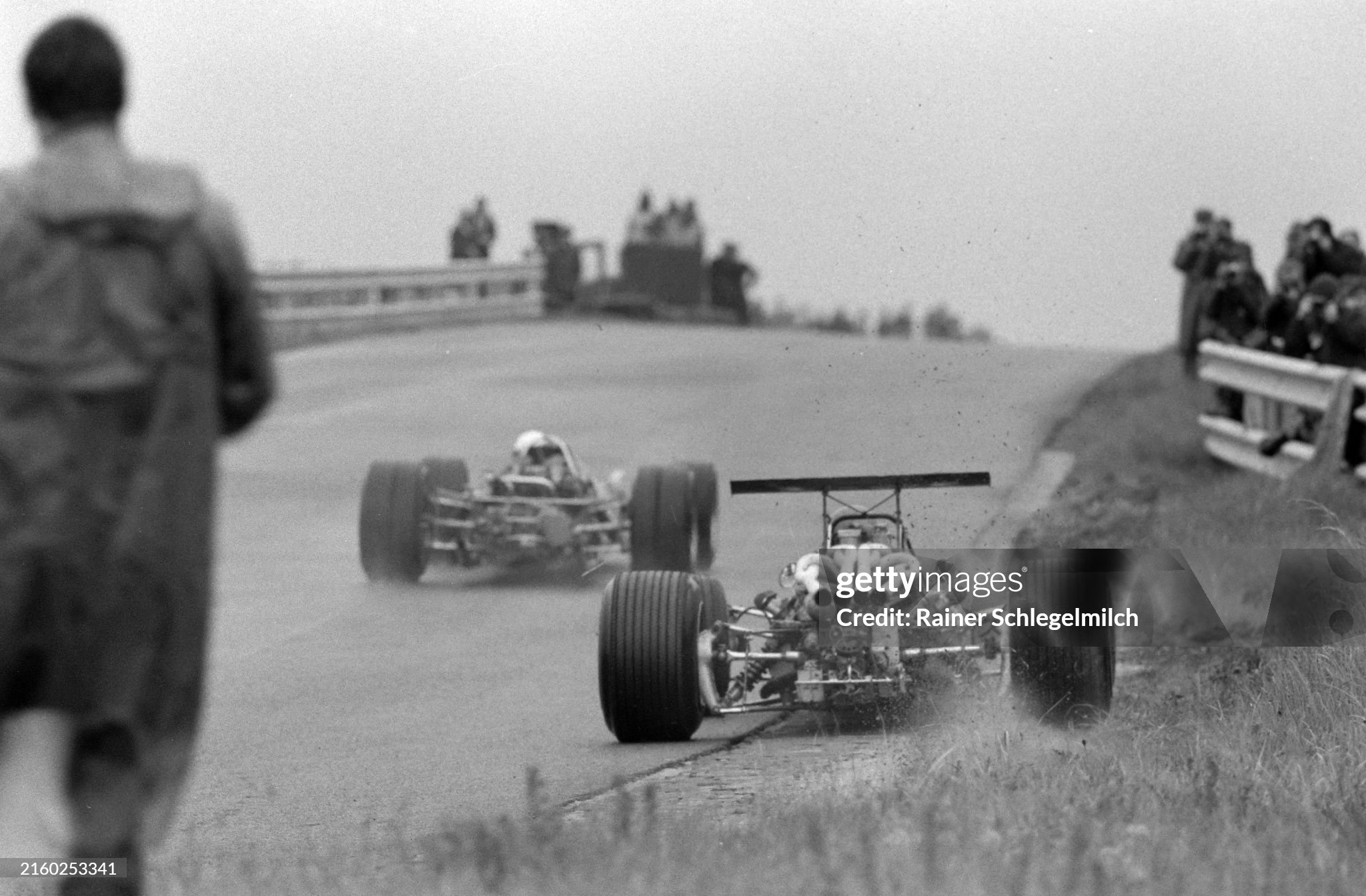 Jacky Ickx, Ferrari 312, rejoins the track after a spin during the Dutch Grand Prix at Zandvoort on June 23, 1968. 