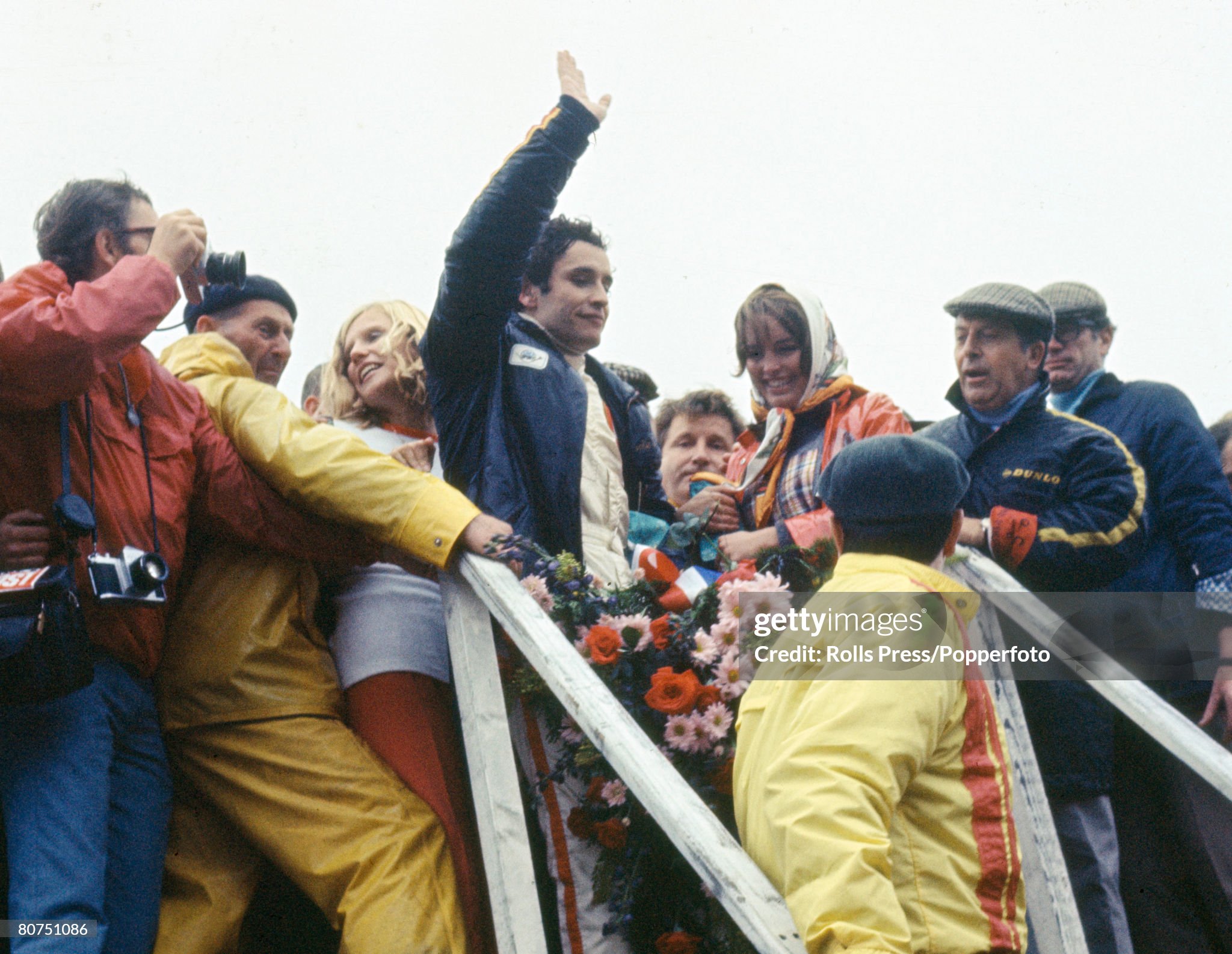 Jackie Ickx celebrating his victory after the Dutch Grand Prix at Circuit Zandvoort on Sunday June 20, 1971. 