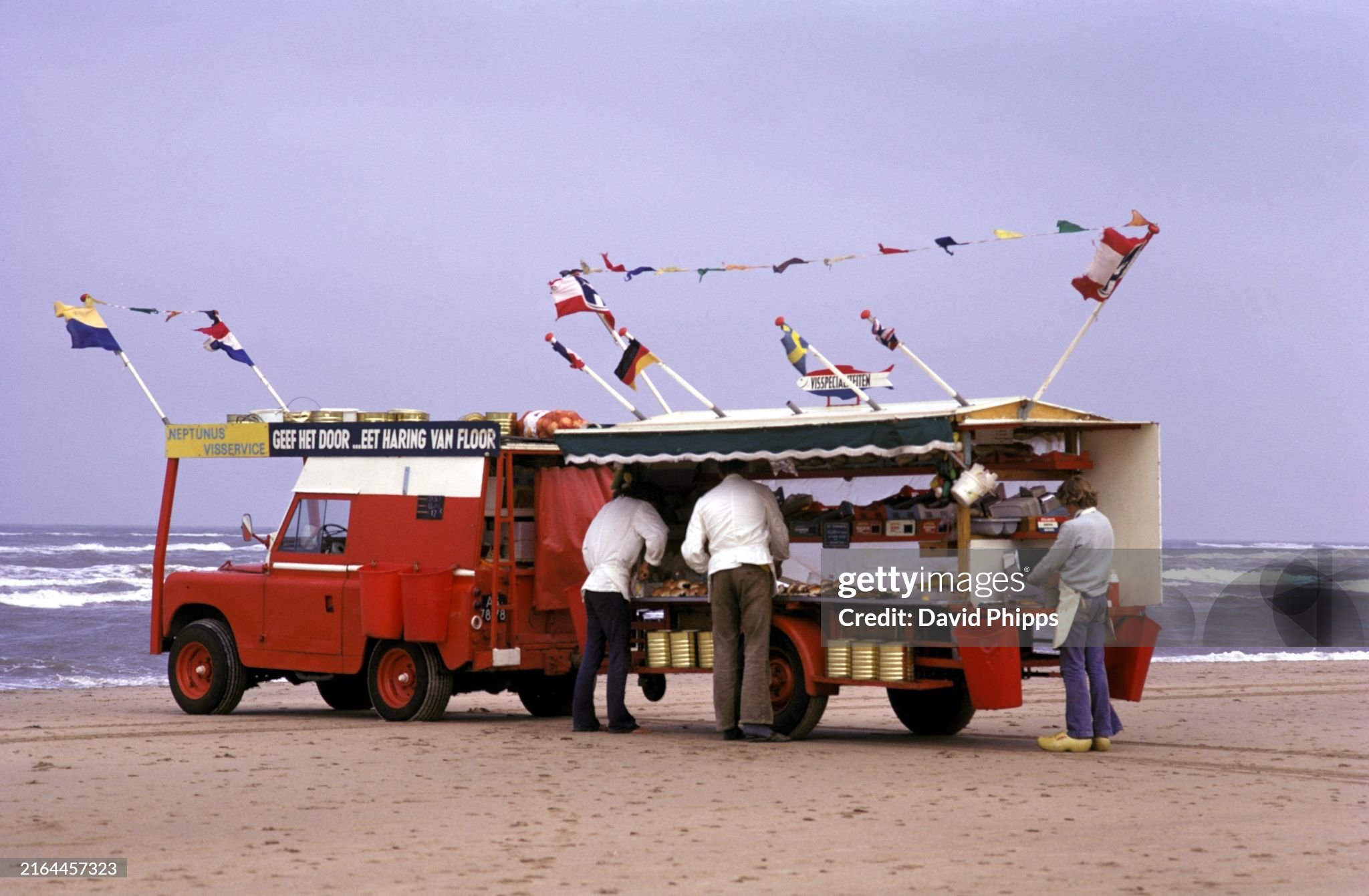 A mobile delicatessen provides a range of snacks for those on the Zandvoort beach, next to the circuit, on 29 July 1973. 