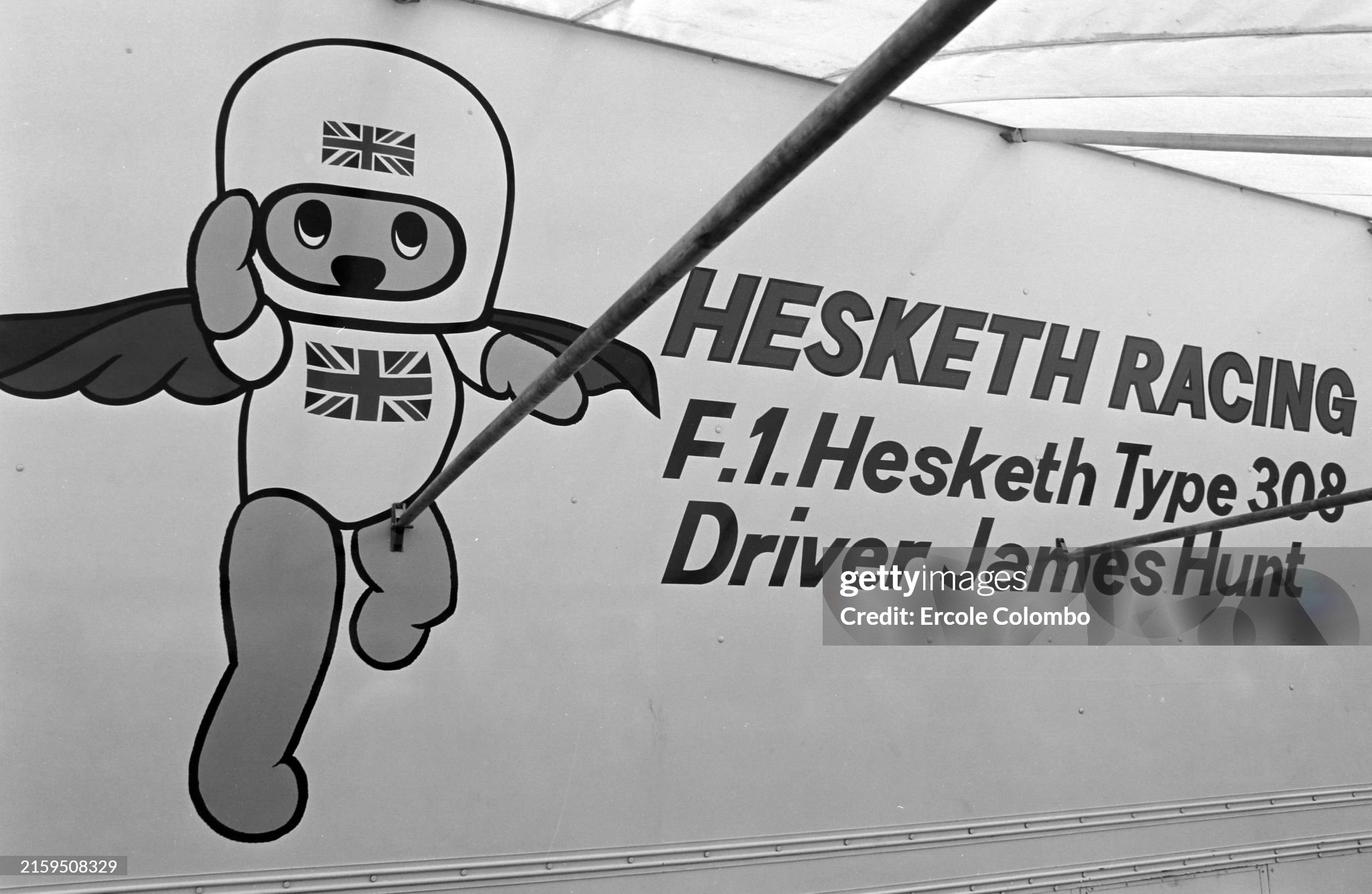 The Hesketh team transporter with awning attached at the Dutch Grand Prix in Zandvoort, Holland, on 22 June 1975. 