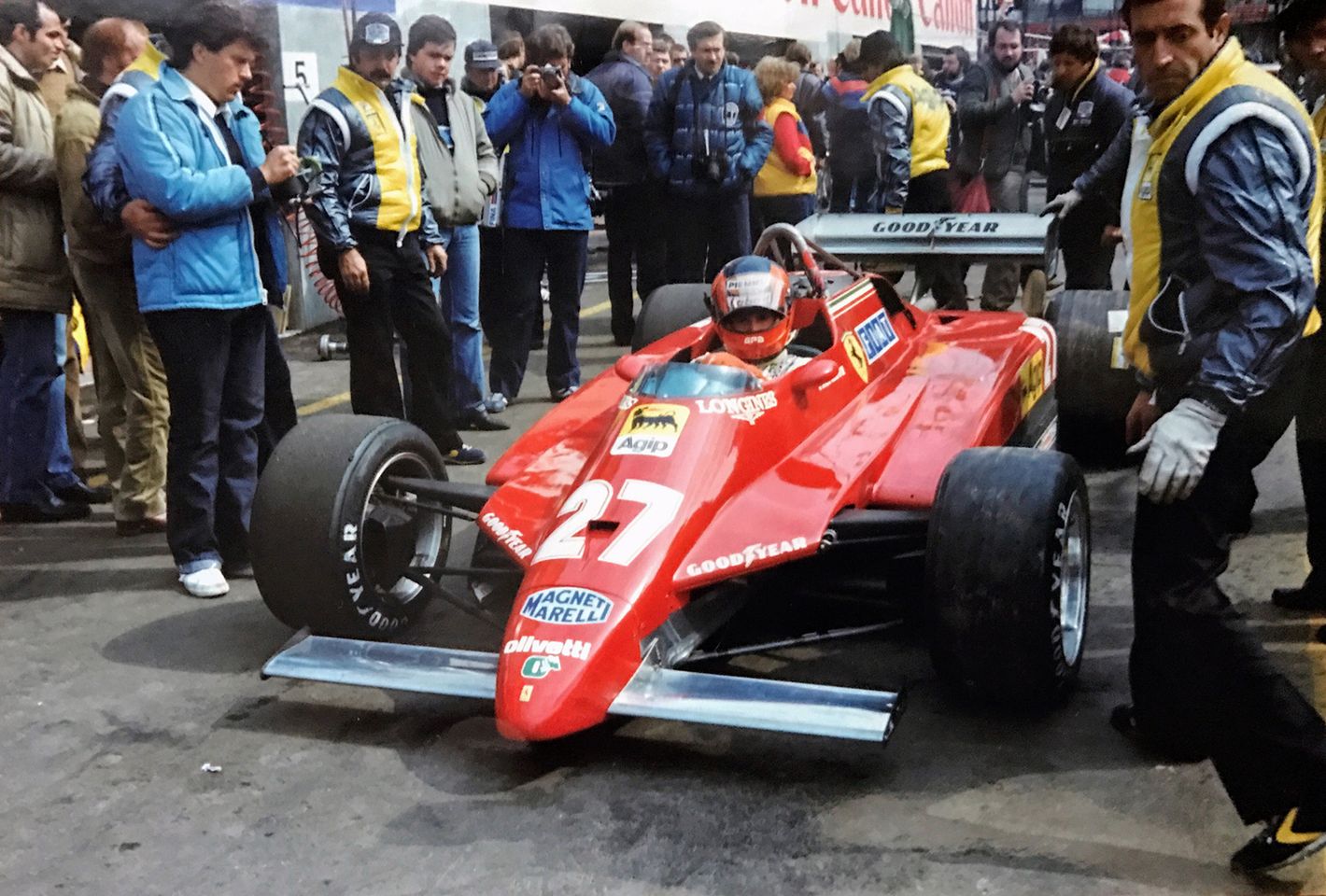 Gilles Villeneuve in his Ferrari at Zolder in 1982.